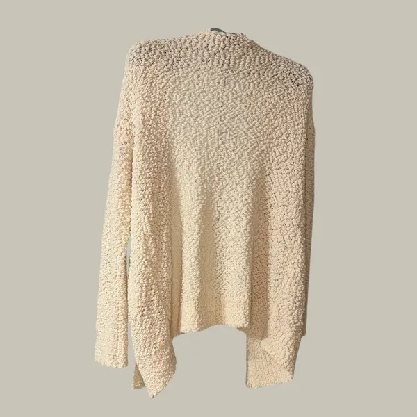 Dachea Cream Ivory Popcorn Knit Open Front Cardigan Sweater Pockets Womens XL - Image 2