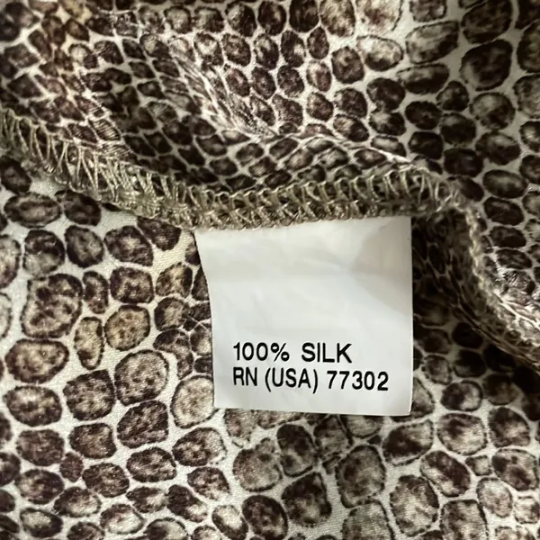 Zara Brown Silk Shift Dress Womens Size Medium Snakeskin Work Animal Print - Image 9