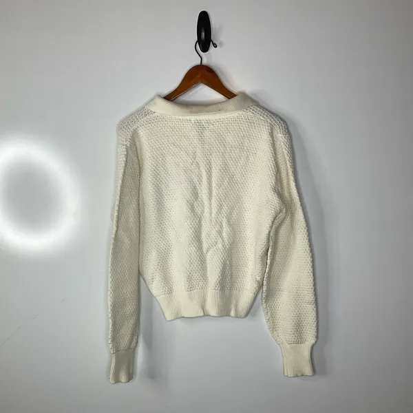 Urban Outfitters Cream Half Button Pullover Over Cream Sweater Size Medium‎ - Image 2