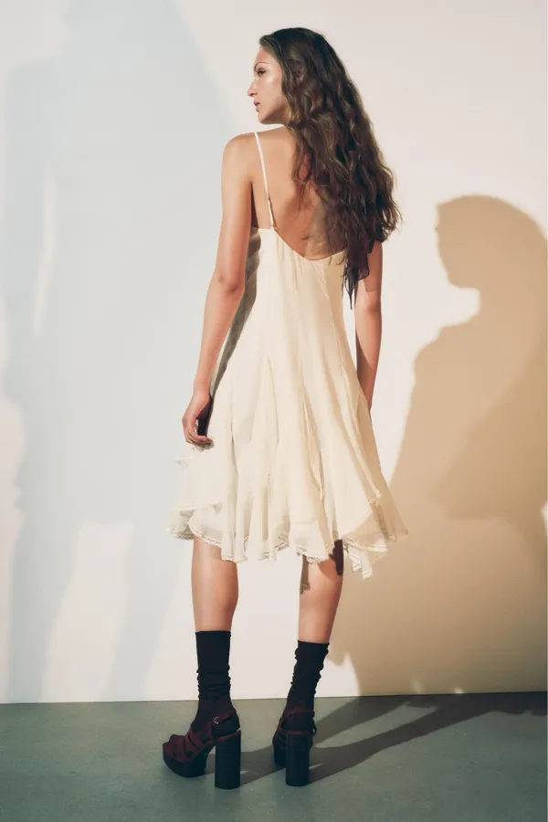 Zara dress sundress lace ivory cream flowy ruffle strapy boho summer vacation - Image 17
