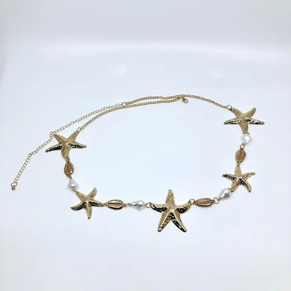 Y2K Mermaidcore Gold Starfish Shell Chain Belt, Fits 24–38 Inches, X7GA1157 - Image 6