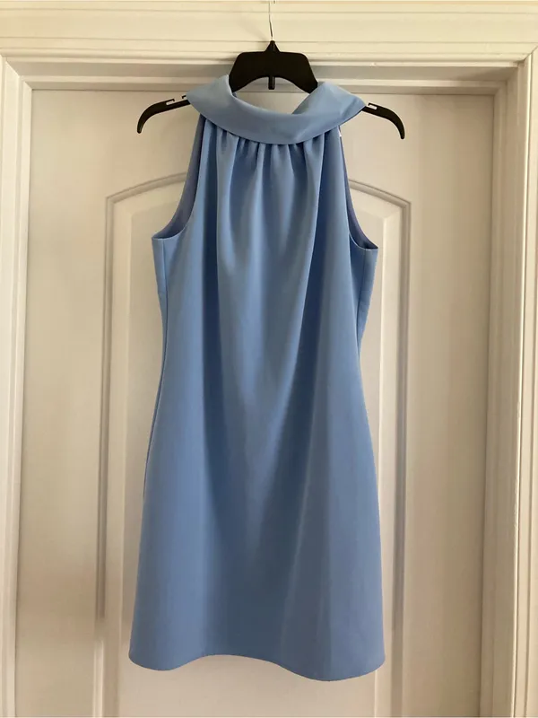 Sail to Sable Light Blue Sleeveless High-Neck Mini Dress - Image 4