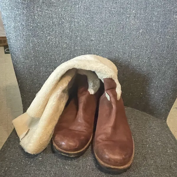 UGG Cream and Brown Heeled Boots vintage Australia Ugg women tall boots - Image 4