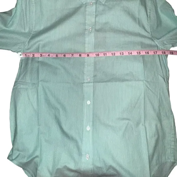 Everlane Womens Cotton Oversized Shirt 2‎ Mint Green White Pinstripe Button Down - Image 4