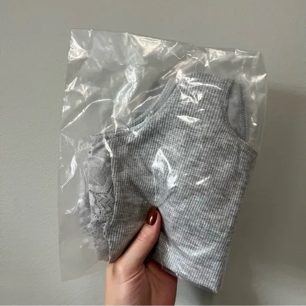 Aerie Lace Waffle Longline Bralette in Light Gray Size S New with Tags - Image 15