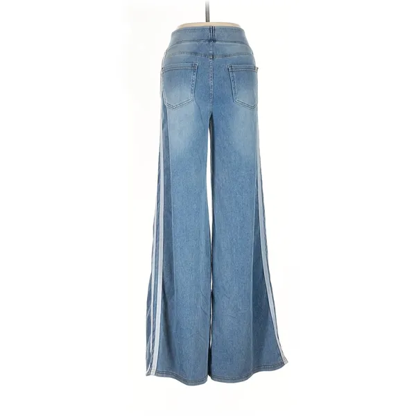 Halara Flex High Waisted Stripe Wide Leg Jeans Light Blue Wash L Regular - Image 7