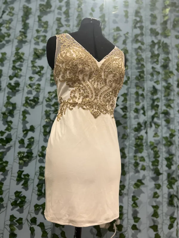 Narianna White & Gold Homecoming Dress - Image 2