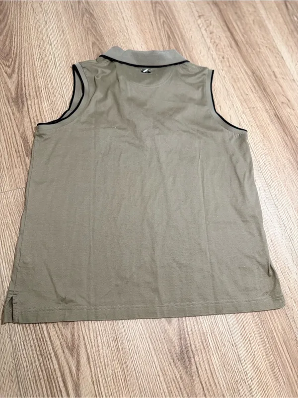 Cutter and Buck‎ Khaki Sleeveless Golf Polo Shirt M Womens Preppy Country Club - Image 2