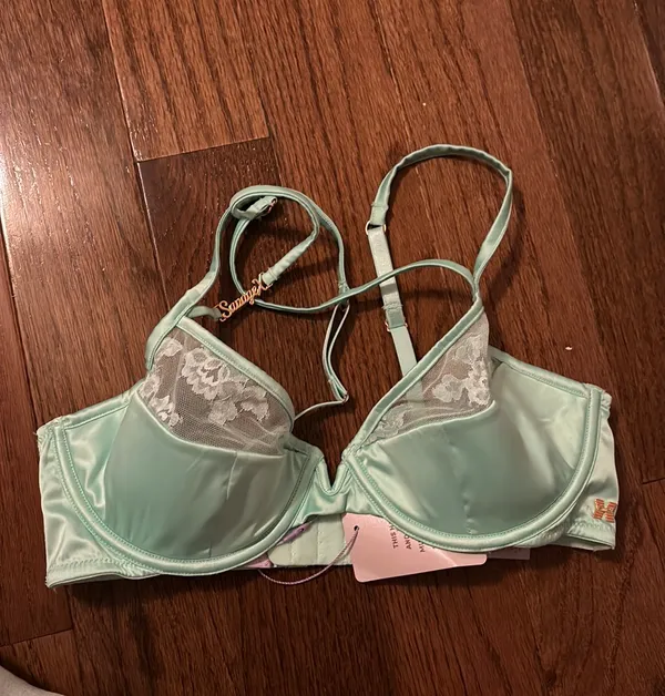 NWT Savage x Fenty Strap Up Lace Plunge Bra - teal - Image 10