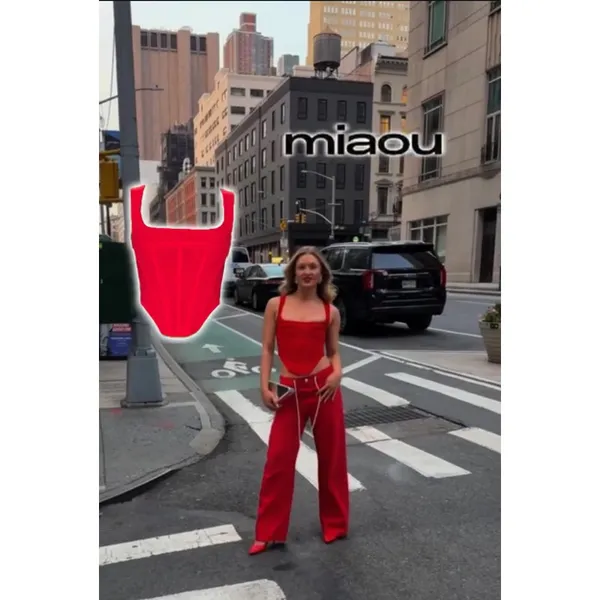 Miaou Red Campbell Corset Celeb Hollywood‎ LA Malibu New York XS - Image 2