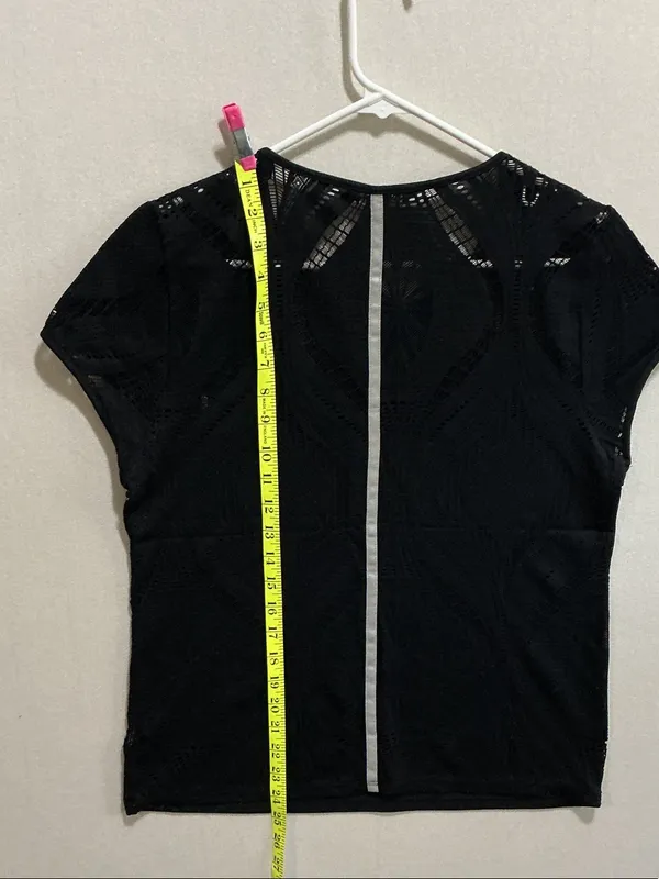 bebe Black Short Sleeve Mesh Yoke Athletic Tee - Image 5