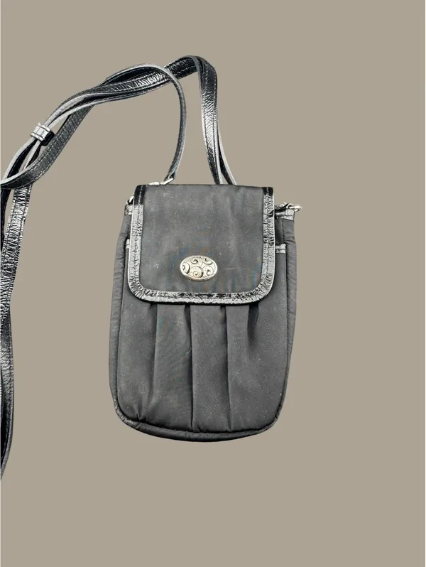 Brighton Black Crossbody Purse with Decorative Metal Clasp - Image 3