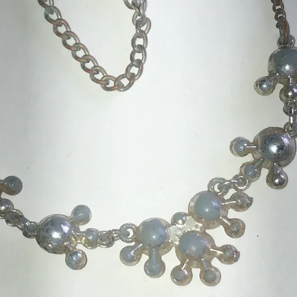 Vintage Rhinestone Accent Silver Tone Statement Necklace - Image 6