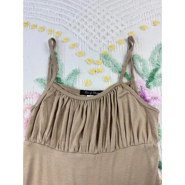 Rio of Stars Women Taupe Brown Ruched Bust Spaghetti‎ Strap Bodysuit T0506 S - Image 6