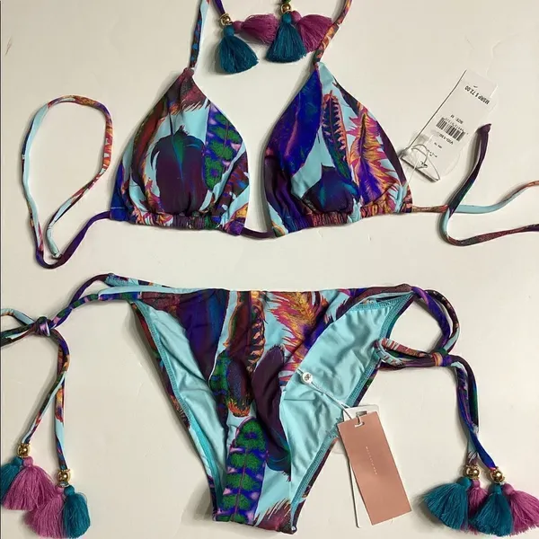 PILYQ Vida feather teeny string bikini set. New - Image 7