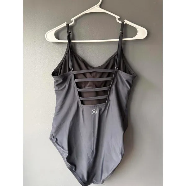 Hurley Women's Black One-Piece Swimsuit with Strappy Back Detail - Image 2