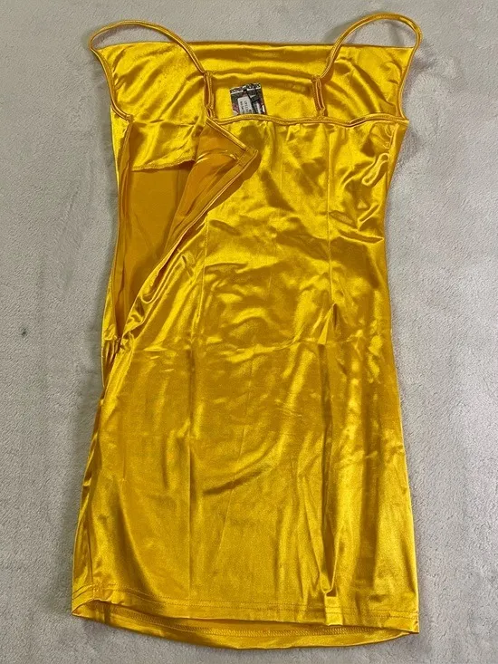 NWT Satin Spaghetti Strap Cowl Neck Bodycon Dress size 4 - Image 2