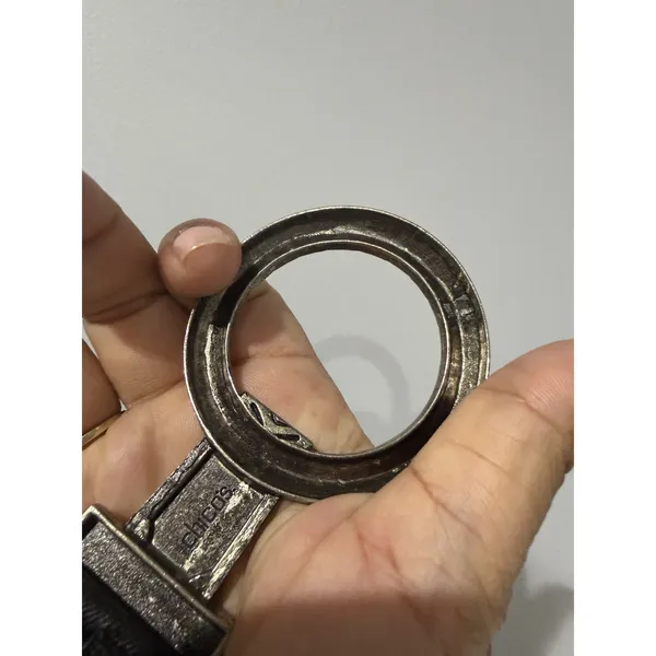 Chicos Black Leather Stretch Metal Belt Women Size L Festival Statement Boho 35" - Image 10