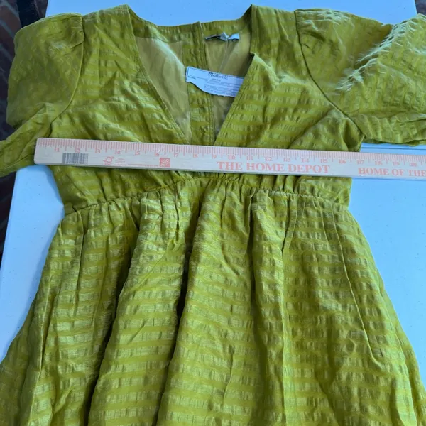 Madewell Annamarie Mini Dress Citrus Lime Cutout Back‎ V-Neck Size 6 NWT linen - Image 8