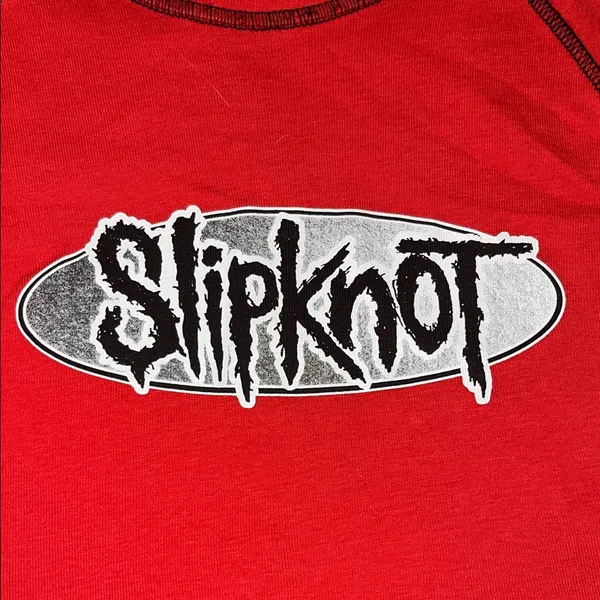 H&M Divided Slipknot Graphic Baby Tee Red Cropped Band Top Size S - Image 4