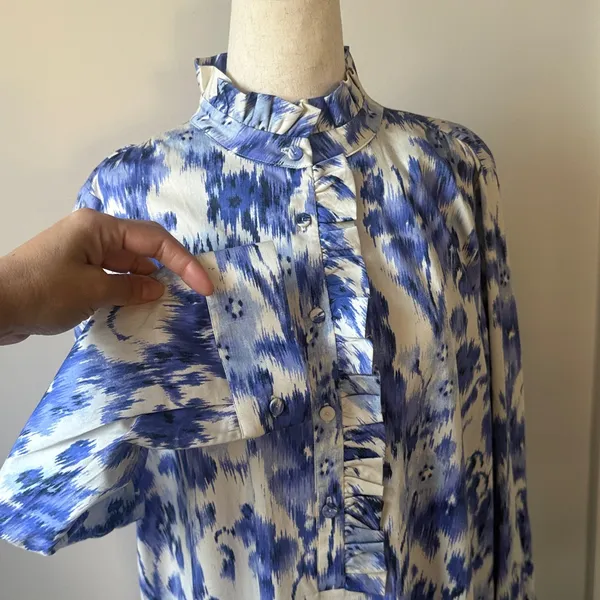 Tuckernuck Tate Dress in Blue and White Floral Long Sleeve Size XL - Image 5