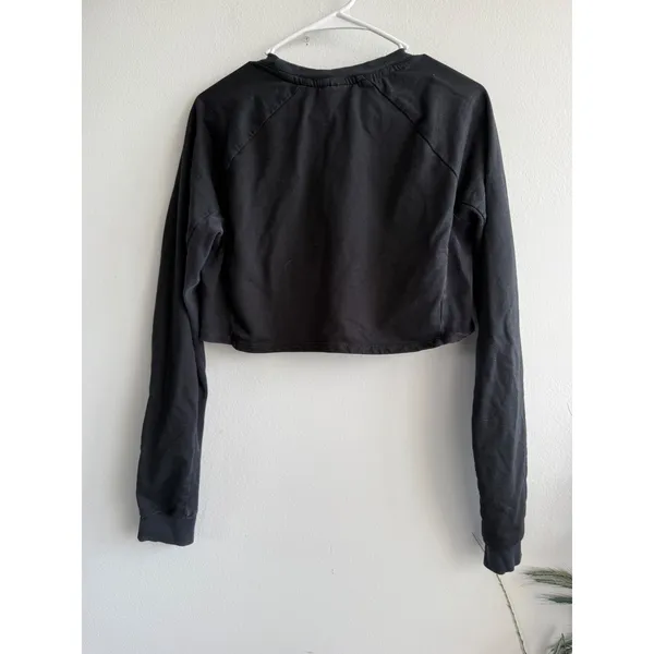 Gymshark Womens Black Long Sleeve Cropped‎ Sweatshirt Logo Crew Neck Size M - Image 3