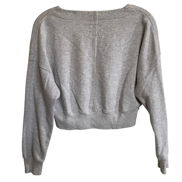Abercrombie Fitch Lace Up Cropped Sweatshirt Light Grey XXS Soft‎ A&F Collection - Image 6