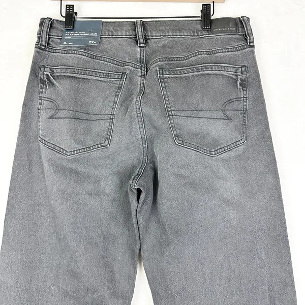 American Eagle Ex Boyfriend Jean Low Rise Stretch Size 8 Long NWT Studded Black - Image 5