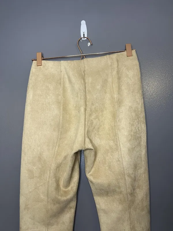 Tahari Pants Womens Med Beige Faux Leather Suede Slim Jegging Pull On Stretch - Image 6