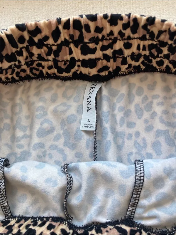 ZENANA | Leopard Print Lounge Set | 2 Piece Top & Jogger | Size L - Image 14