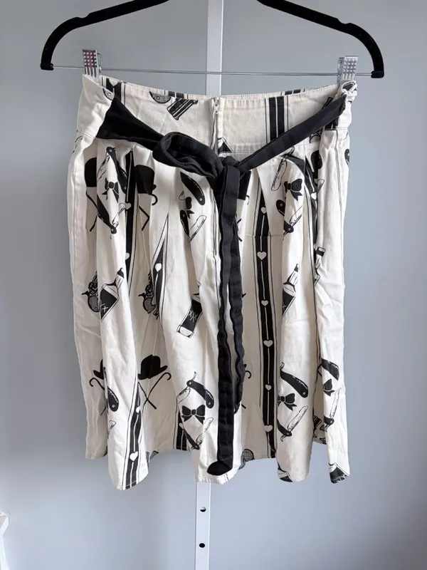 Rock Steady Cream Black Novelty Print Skirt Rockabilly Pinup XL - Image 4