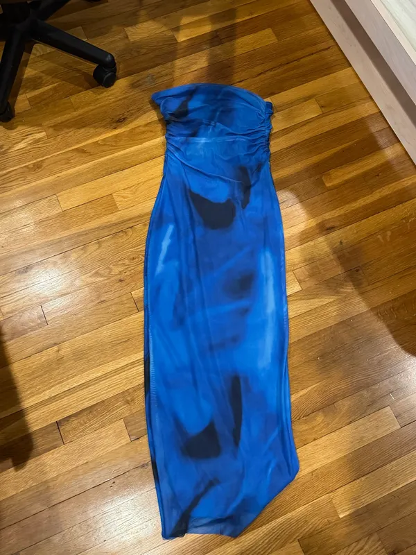 Blue Strapless Dress Size M - Image 3