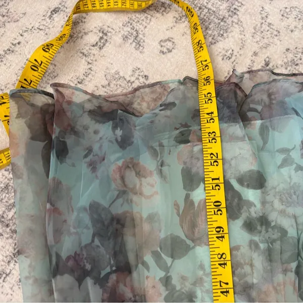 Lulus Most Beautiful Day Sage Multi Floral Print Organza Maxi Dress Size Medium - Image 7