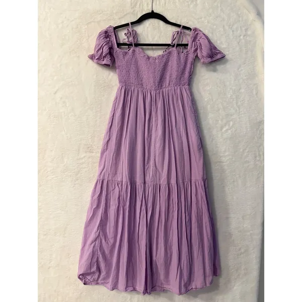 Universal Threads Lavender Purple Tiered Maxi Dress Womens XS Smocked Puff Sleeve - Image 7