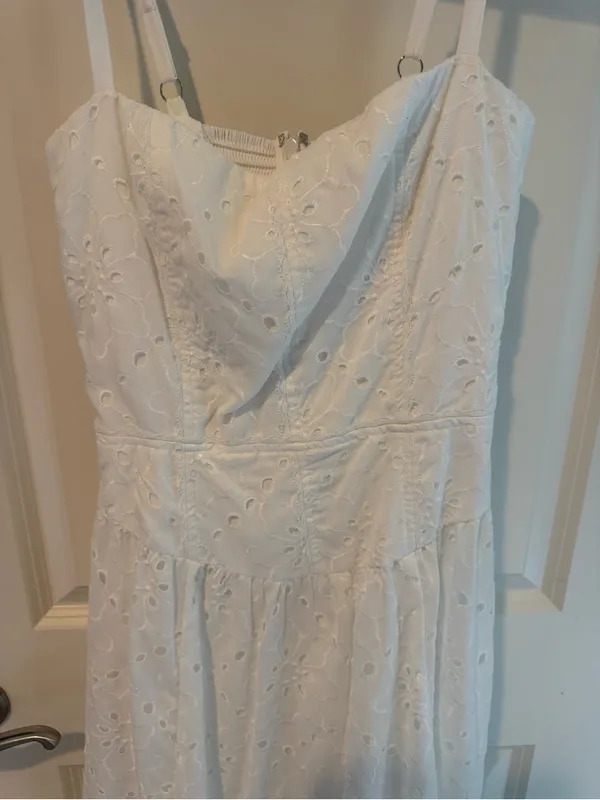 Reformation Katarin White Broderie Eyelet Anglaise Dress | Size 6 - Image 9