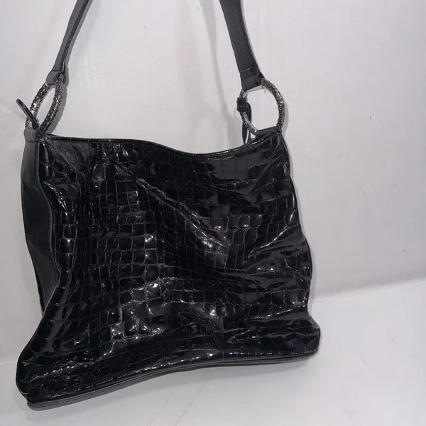 Vintage Y2K Brighton Cher Bag Black Shoulder Tote Croc Leather‎ Gorpcore Purse - Image 4