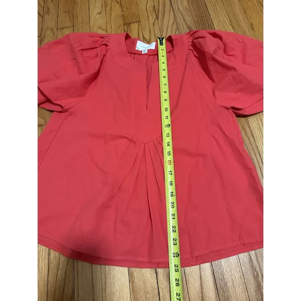 Pomander Place Tuckernuck‎ Finley Flutter Sleeve Notched Neck Pink Cotton Blouse - Image 8