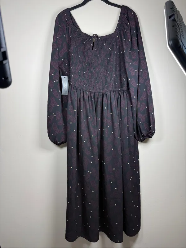 Lane Bryant NWT Smocked-Bodice Tie-Neck Maxi Dress Sz 18/20 Paisley - Image 4