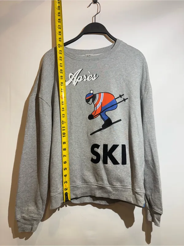 Anthro KULE Oversized Après Ski Graphic Cotton Pullover Crewneck Sweatshirt XS - Image 5