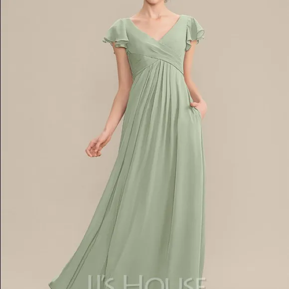 NWT JJ's House Chiffon Dress With Cascading Ruffles Pockets Size 0 - Image 3
