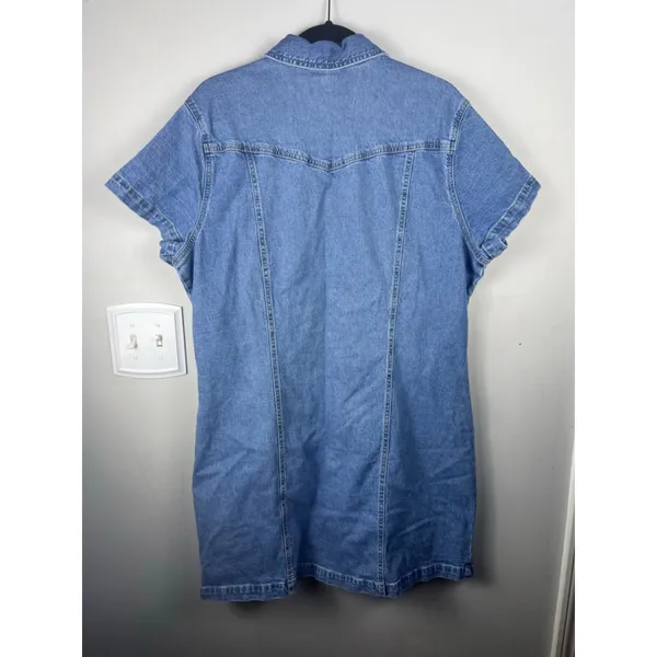 Women's GAP Blue Denim Short Sleeve Mini Dress XL Western Rodeo Prep - Image 5