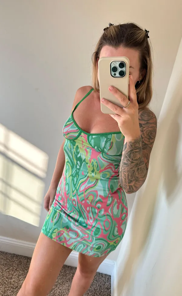 ZARA Green Printed Corset Mini Summer Dress - Image 3