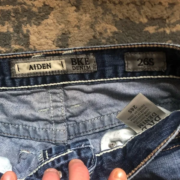 BKE Blue Flare Wide Leg Jeans with Vintage Distress - Image 3