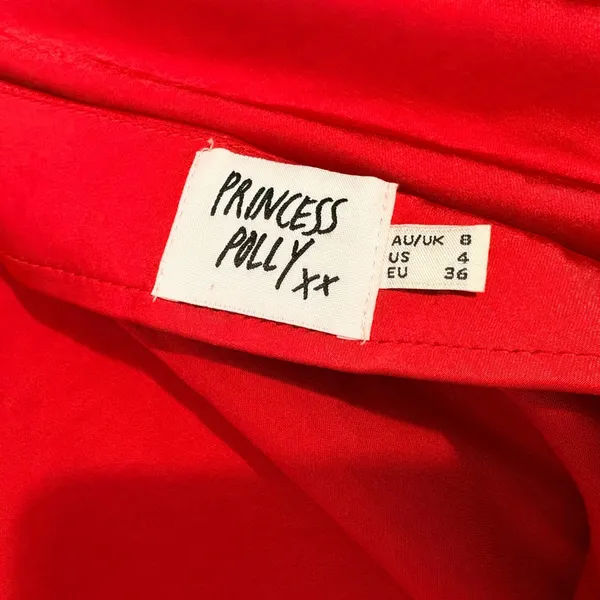 Princess Polly Red Satin Midi Skirt High Waisted Side Zip Size‎ US 4 AU/UK 8 - Image 3