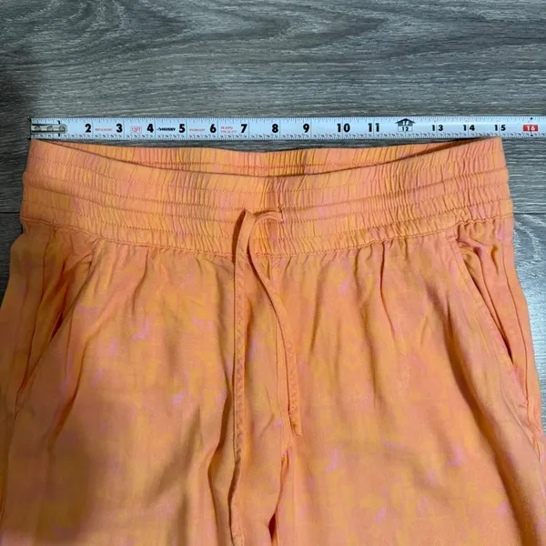 Hurley‎ Womens Size M Orange Pink Batik Print Beach Pants Smocked Waist Coastal - Image 6