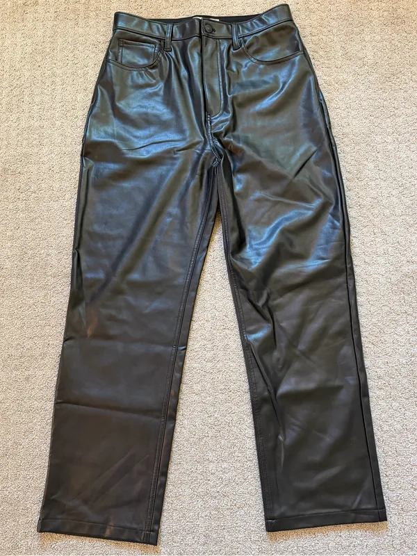 Abercrombie & Fitch The 90’s Ultra High Rise Straight Black Faux Leather Pants - Image 4