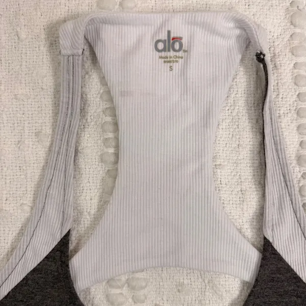 Alo‎ Yoga Womens Layered Racerback Tank Top Gray White Purple Mesh Small RN87370 - Image 3