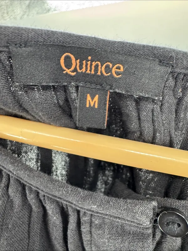 Quince 100% Organic Cotton Gauze Peasant Blouse M black boho casual work neutral - Image 7
