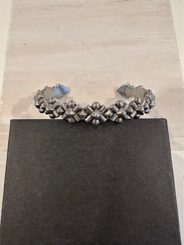 j.crew silver tone geometric floral cuff bracelet - Image 2