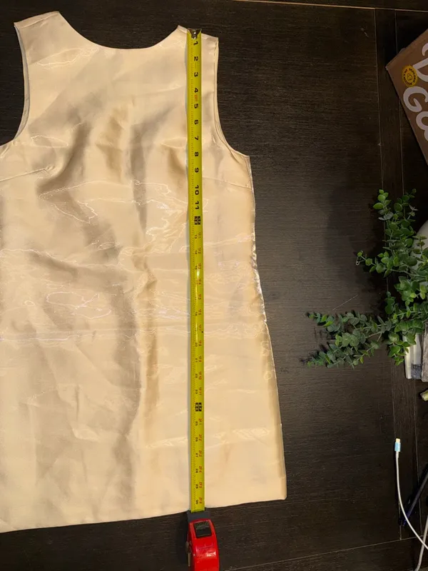 Divided Shimmering Cream Slip Dress - Image 9